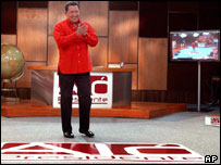 President Chavez presents his weekly TV/radio programme