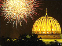 Fireworks over Muscat during national day celebrations, 2005