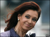 Cristina Fernandez at her first public appearance after winning   the presidential election
