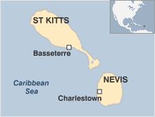 Map of St Kitts and Nevis