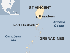 Map of St Vincent and the Grenadines